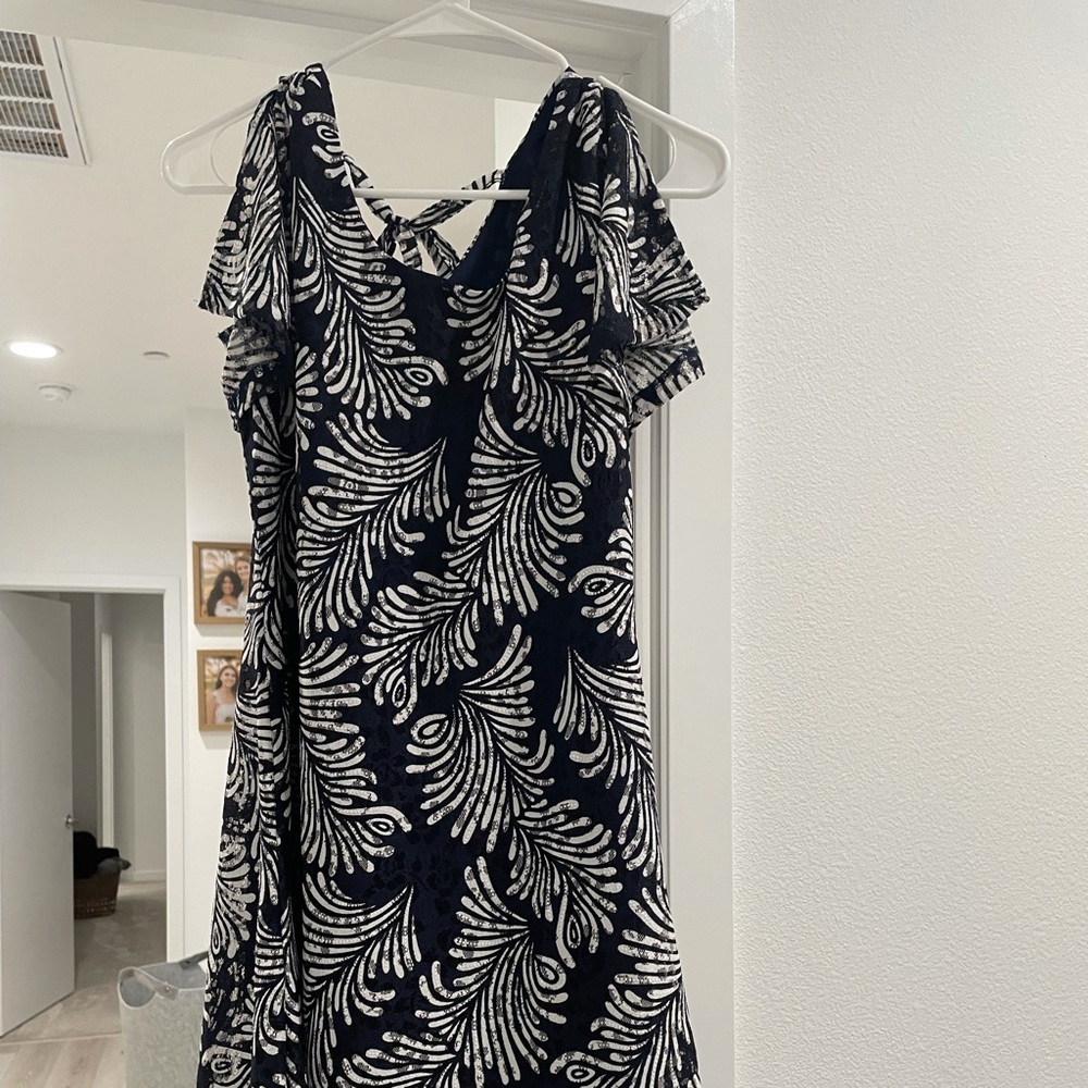 Navy blue and white dress